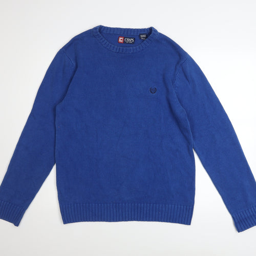 Chaps Men's Blue Cotton Crew Neck Pullover Jumper Size M