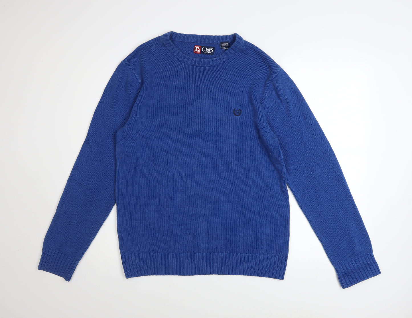 Chaps Men's Blue Cotton Crew Neck Pullover Jumper Size M
