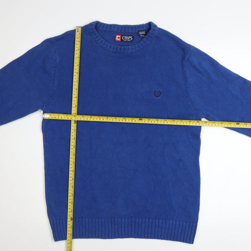 Chaps Men's Blue Cotton Crew Neck Pullover Jumper Size M