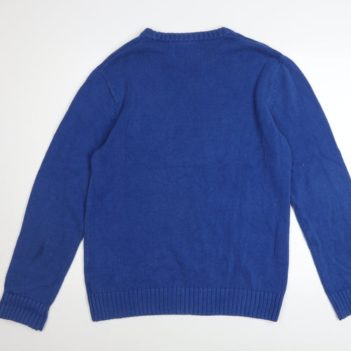 Chaps Men's Blue Cotton Crew Neck Pullover Jumper Size M