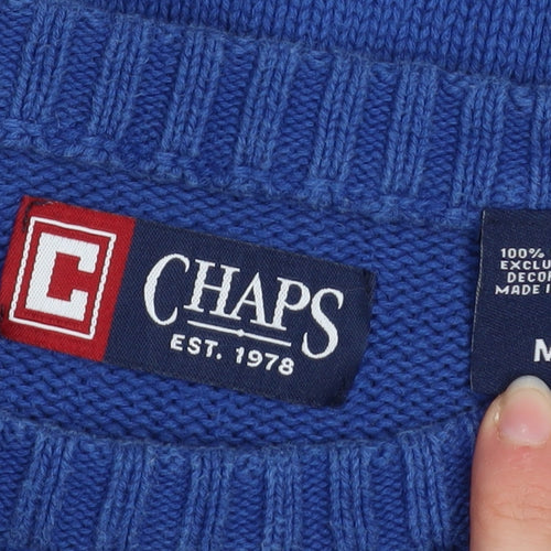 Chaps Men's Blue Cotton Crew Neck Pullover Jumper Size M