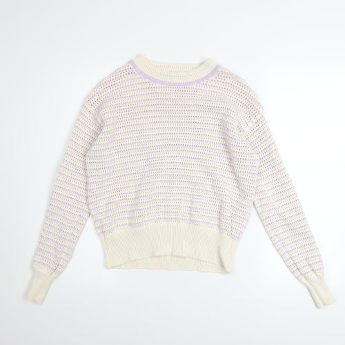 Marks and Spencer Women’s Ivory Knit Striped Pullover Jumper Size S