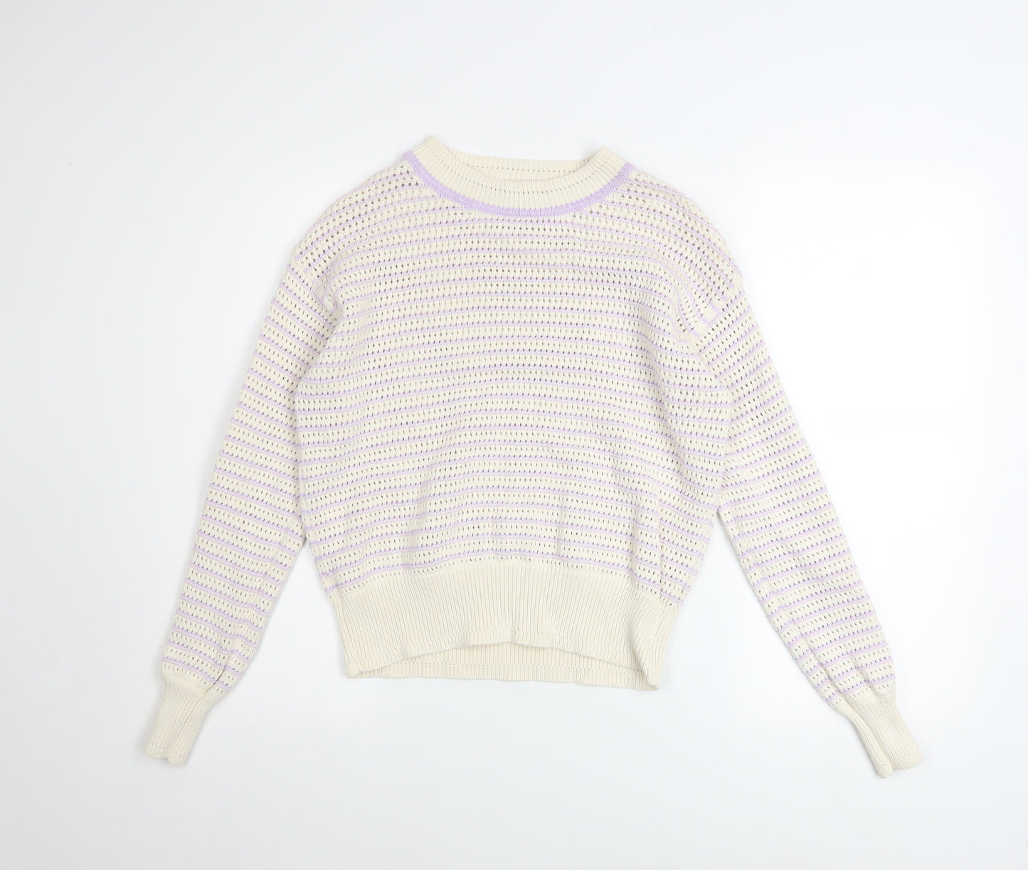Marks and Spencer Women’s Ivory Knit Striped Pullover Jumper Size S