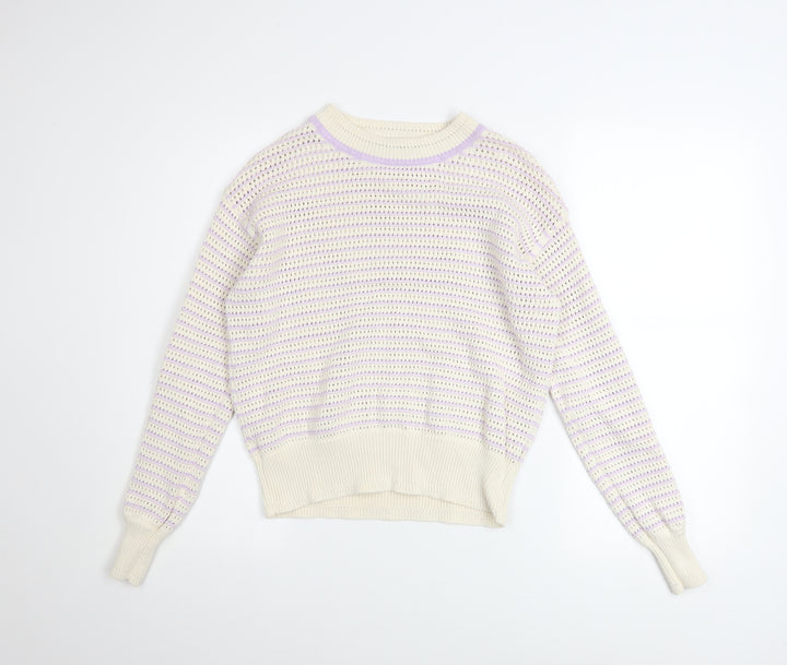 Marks and Spencer Women’s Ivory Knit Striped Pullover Jumper Size S