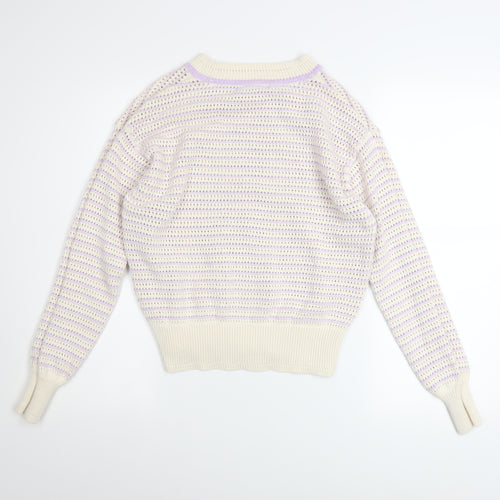 Marks and Spencer Women’s Ivory Knit Striped Pullover Jumper Size S