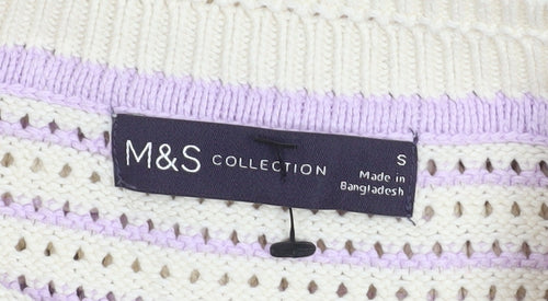 Marks and Spencer Women’s Ivory Knit Striped Pullover Jumper Size S