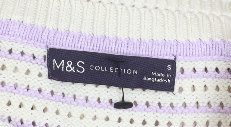 Marks and Spencer Women’s Ivory Knit Striped Pullover Jumper Size S