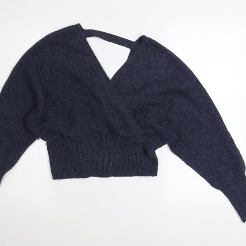 Y.A.S Women Blue Wrap Knit V-Neck Jumper Petite XL