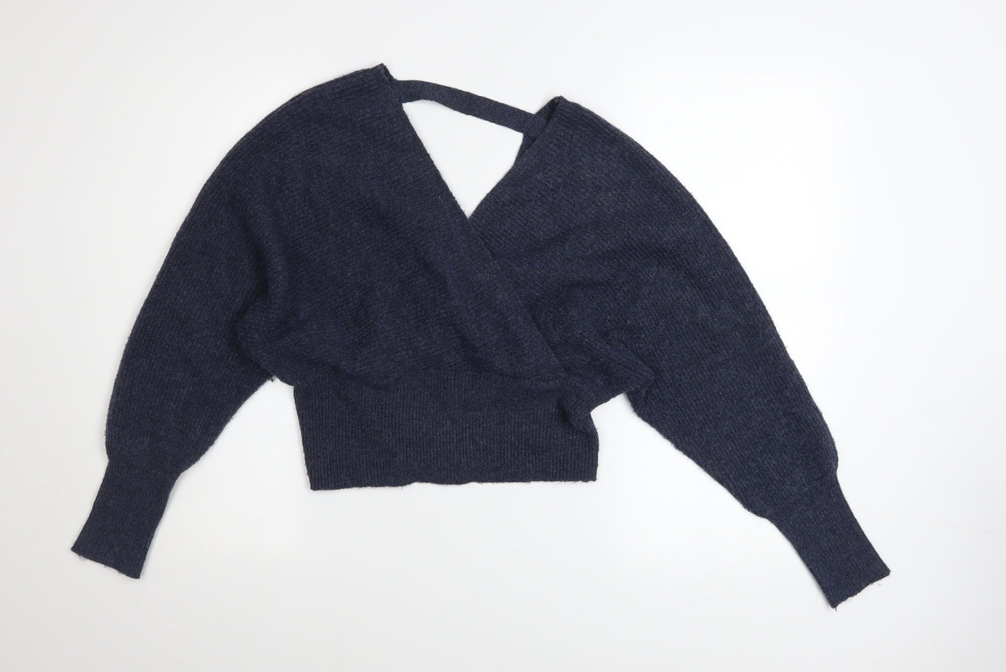 Y.A.S Women Blue Wrap Knit V-Neck Jumper Petite XL