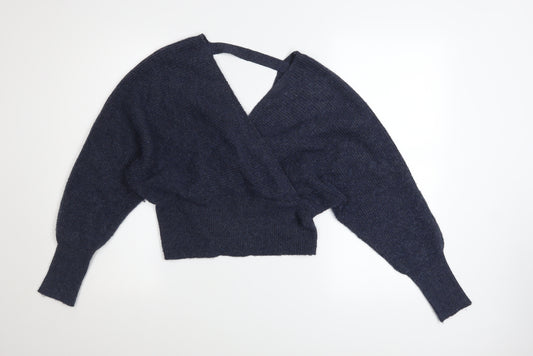 Y.A.S Women Blue Wrap Knit V-Neck Jumper Petite XL