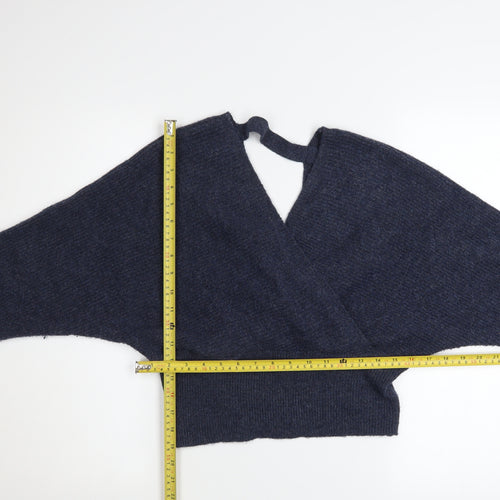 Y.A.S Women Blue Wrap Knit V-Neck Jumper Petite XL