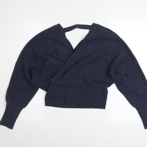 Y.A.S Women Blue Wrap Knit V-Neck Jumper Petite XL