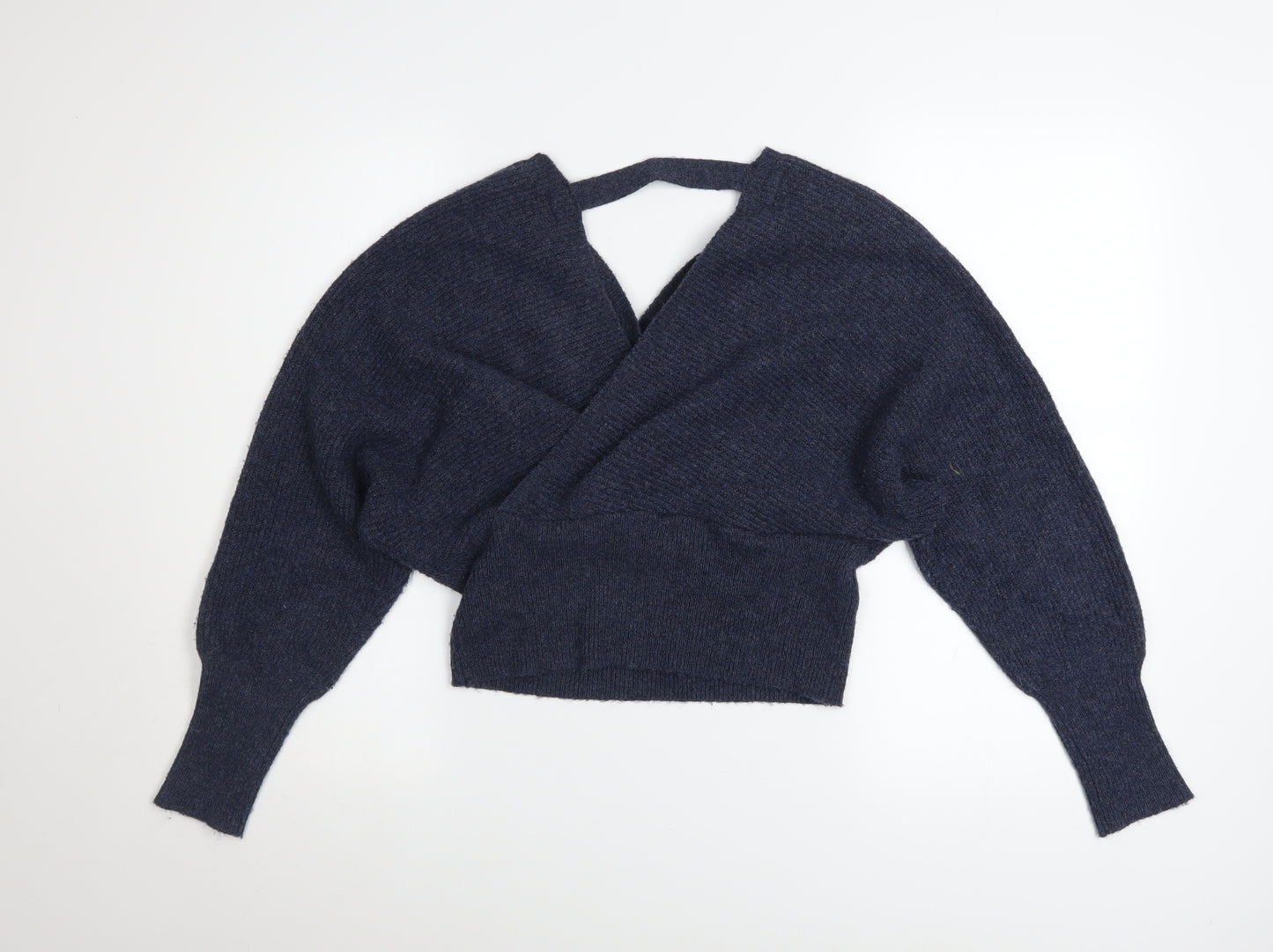 Y.A.S Women Blue Wrap Knit V-Neck Jumper Petite XL