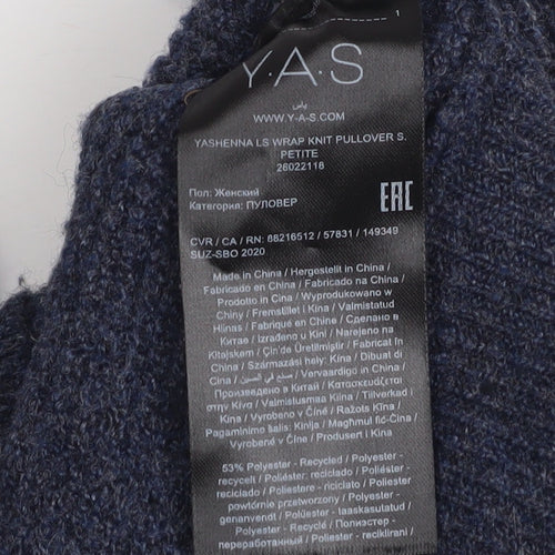 Y.A.S Women Blue Wrap Knit V-Neck Jumper Petite XL