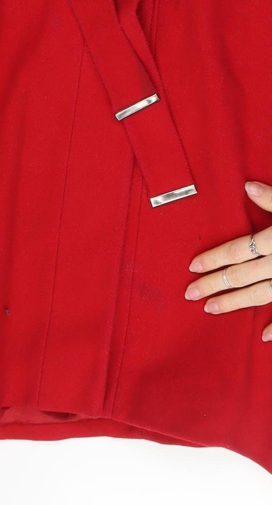 Coast Women's Red Wool Cashmere Blend Long Belted Trench Coat UK 8