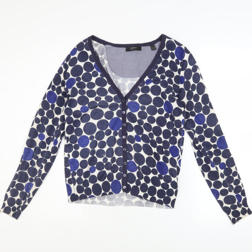 Esprit Women’s Blue Polka Dot V-Neck Cardigan Size S