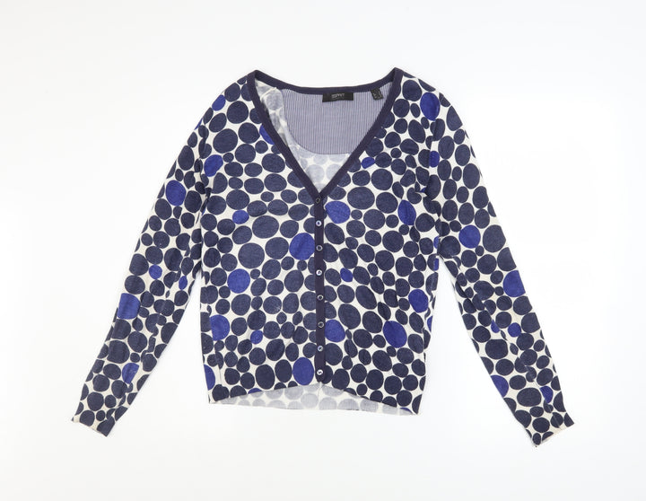 Esprit Women’s Blue Polka Dot V-Neck Cardigan Size S