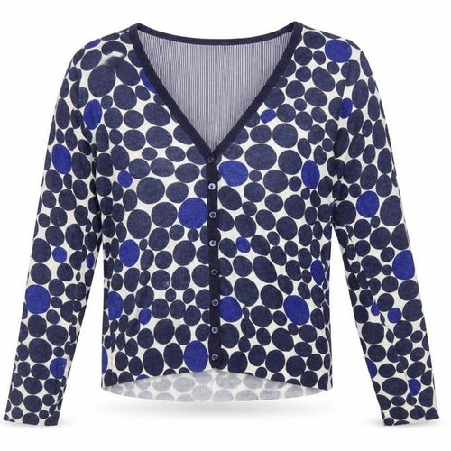 Esprit Women’s Blue Polka Dot V-Neck Cardigan Size S