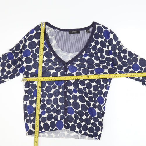 Esprit Women’s Blue Polka Dot V-Neck Cardigan Size S