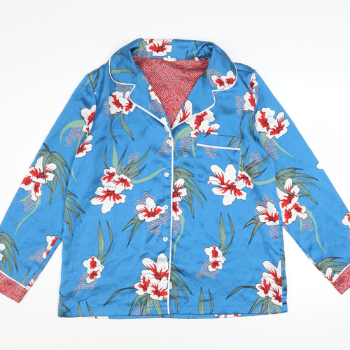 Carolyn Donnelly Eclectic Women Blue Floral Satin Pyjama Top M
