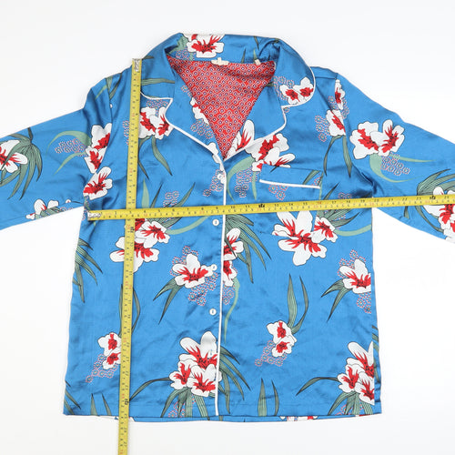 Carolyn Donnelly Eclectic Women Blue Floral Satin Pyjama Top M