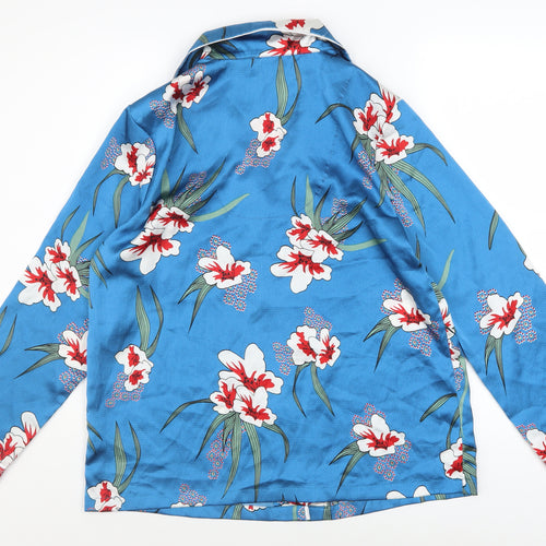 Carolyn Donnelly Eclectic Women Blue Floral Satin Pyjama Top M