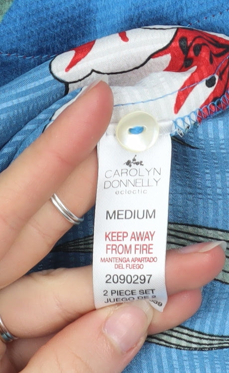 Carolyn Donnelly Eclectic Women Blue Floral Satin Pyjama Top M