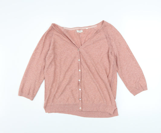 Fat Face Women's Pink Cotton Button Cardigan Size 12