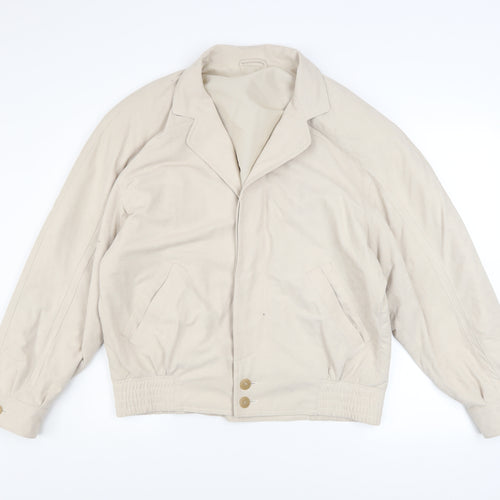 Austin Reed Men’s Beige Polyester Bomber Jacket Size 40R Vintage
