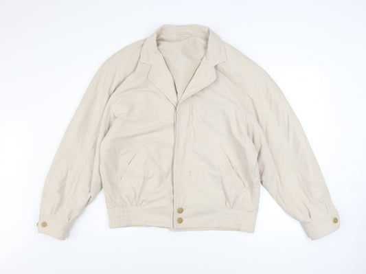 Austin Reed Men’s Beige Polyester Bomber Jacket Size 40R Vintage