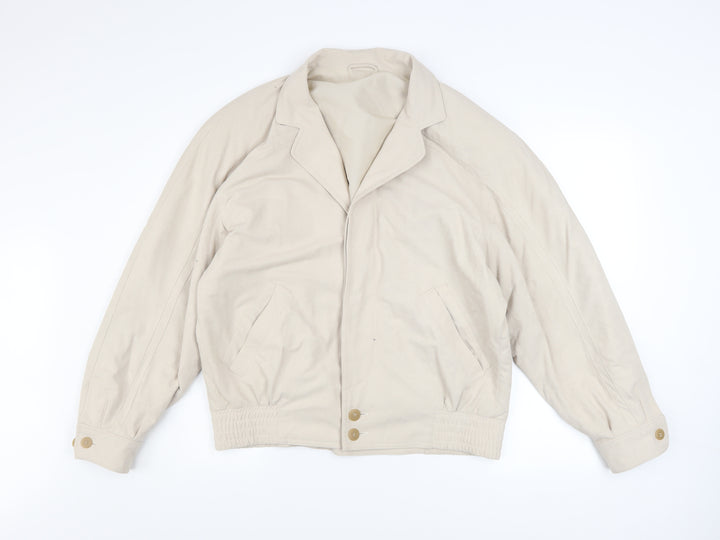 Austin Reed Men’s Beige Polyester Bomber Jacket Size 40R Vintage