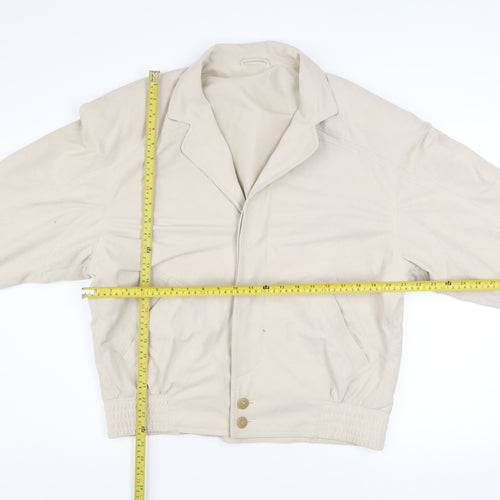 Austin Reed Men’s Beige Polyester Bomber Jacket Size 40R Vintage