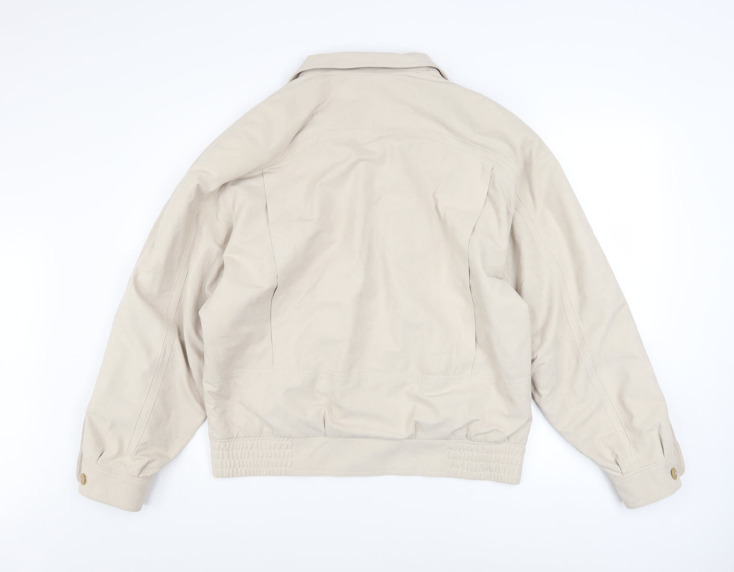 Austin Reed Men’s Beige Polyester Bomber Jacket Size 40R Vintage