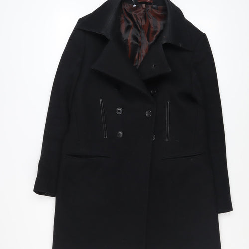 Zara Men's Black Wool Blend Overcoat in Size M Classic Style