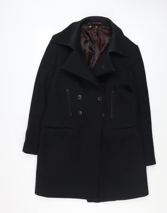 Zara Men's Black Wool Blend Overcoat in Size M Classic Style