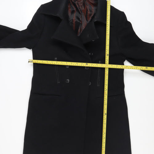 Zara Men's Black Wool Blend Overcoat in Size M Classic Style