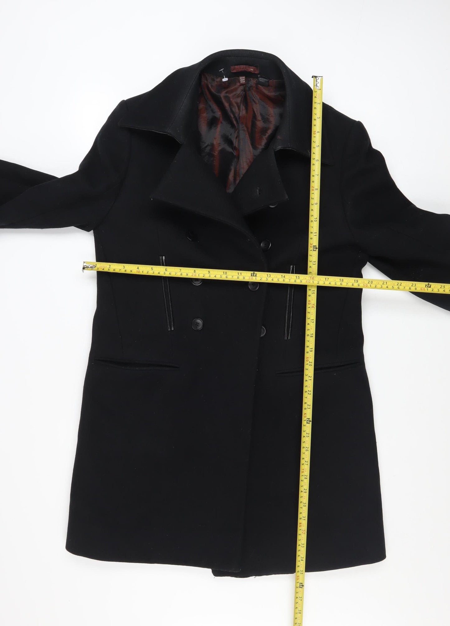 Zara Men's Black Wool Blend Overcoat in Size M Classic Style