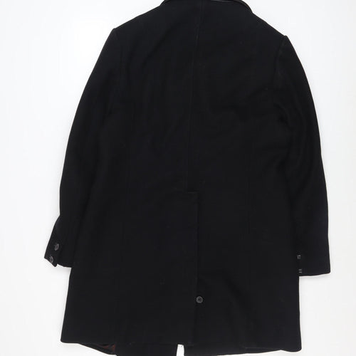 Zara Men's Black Wool Blend Overcoat in Size M Classic Style