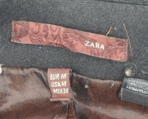 Zara Men's Black Wool Blend Overcoat in Size M Classic Style