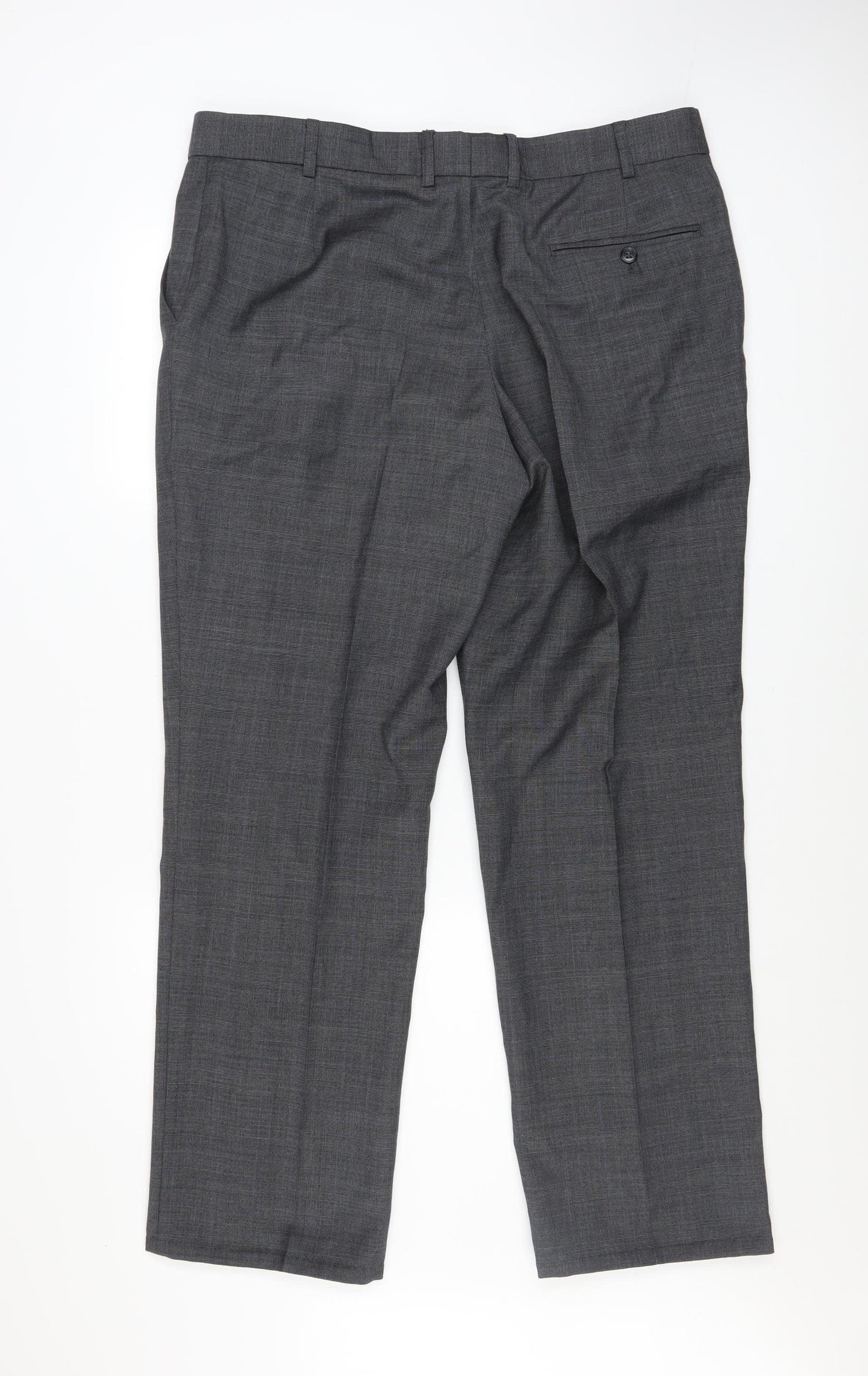 Karl Jackson Men's Grey Wool Regular Fit Dress Trousers 38in Waist