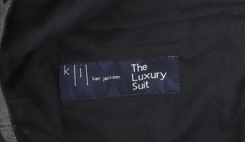 Karl Jackson Men's Grey Wool Regular Fit Dress Trousers 38in Waist