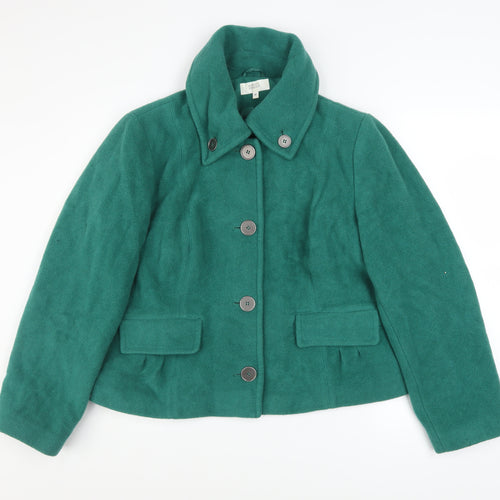 Marks and Spencer Women's Green Wool Blend Short Overcoat Size 18