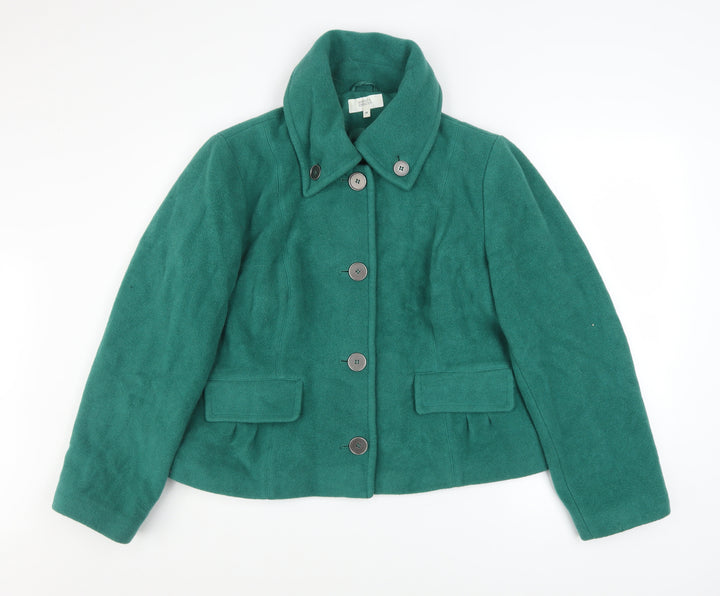 Marks and Spencer Women's Green Wool Blend Short Overcoat Size 18