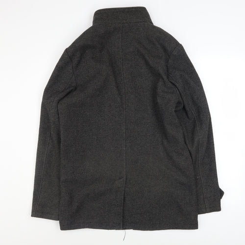 F&F Men’s Grey Herringbone Wool Blend Overcoat Size S