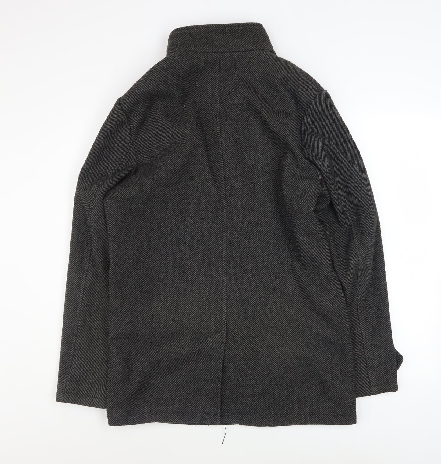 F&F Men’s Grey Herringbone Wool Blend Overcoat Size S