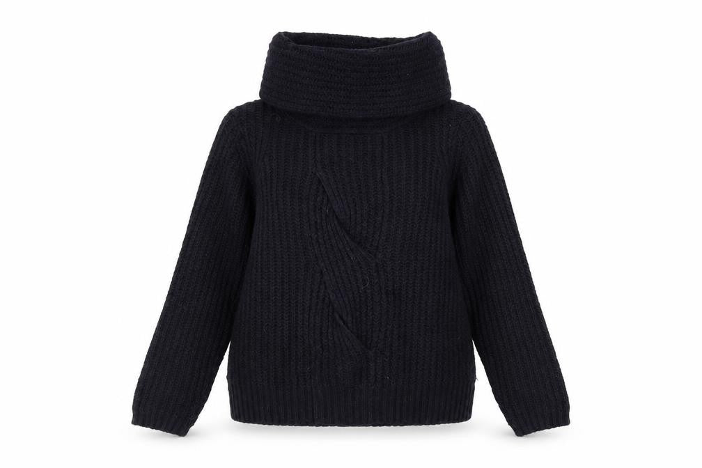 White Stuff Women’s Black Chunky Knit Cowl Neck Jumper Size 12
