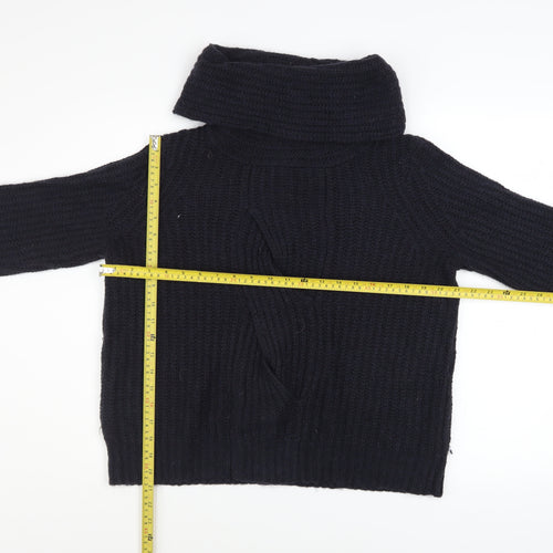 White Stuff Women’s Black Chunky Knit Cowl Neck Jumper Size 12