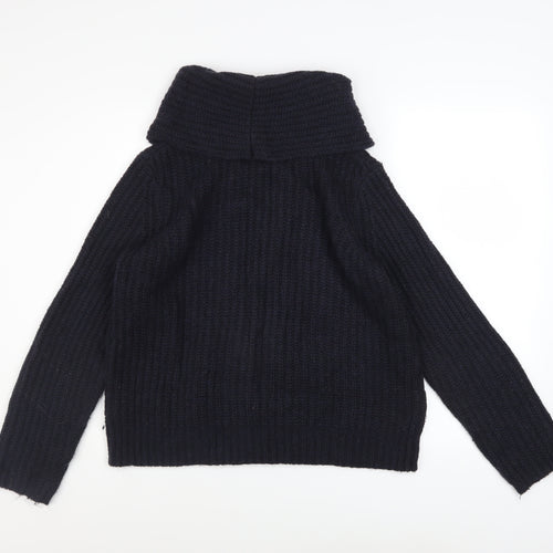 White Stuff Women’s Black Chunky Knit Cowl Neck Jumper Size 12