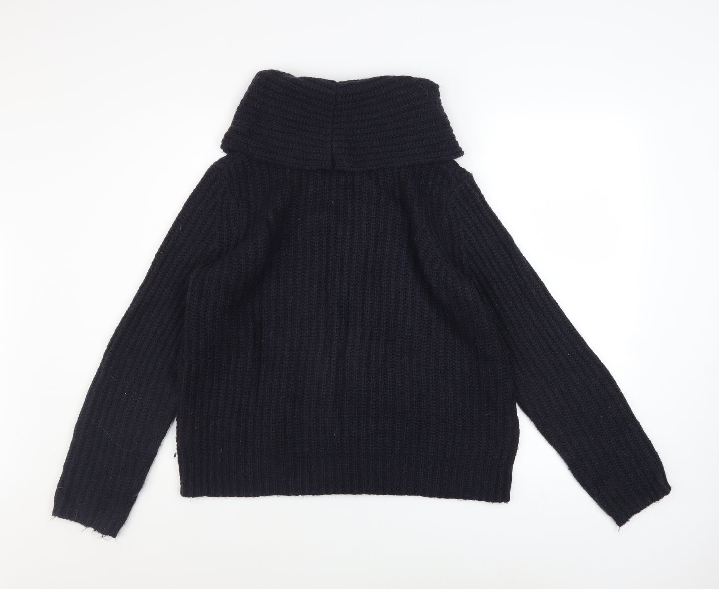 White Stuff Women’s Black Chunky Knit Cowl Neck Jumper Size 12