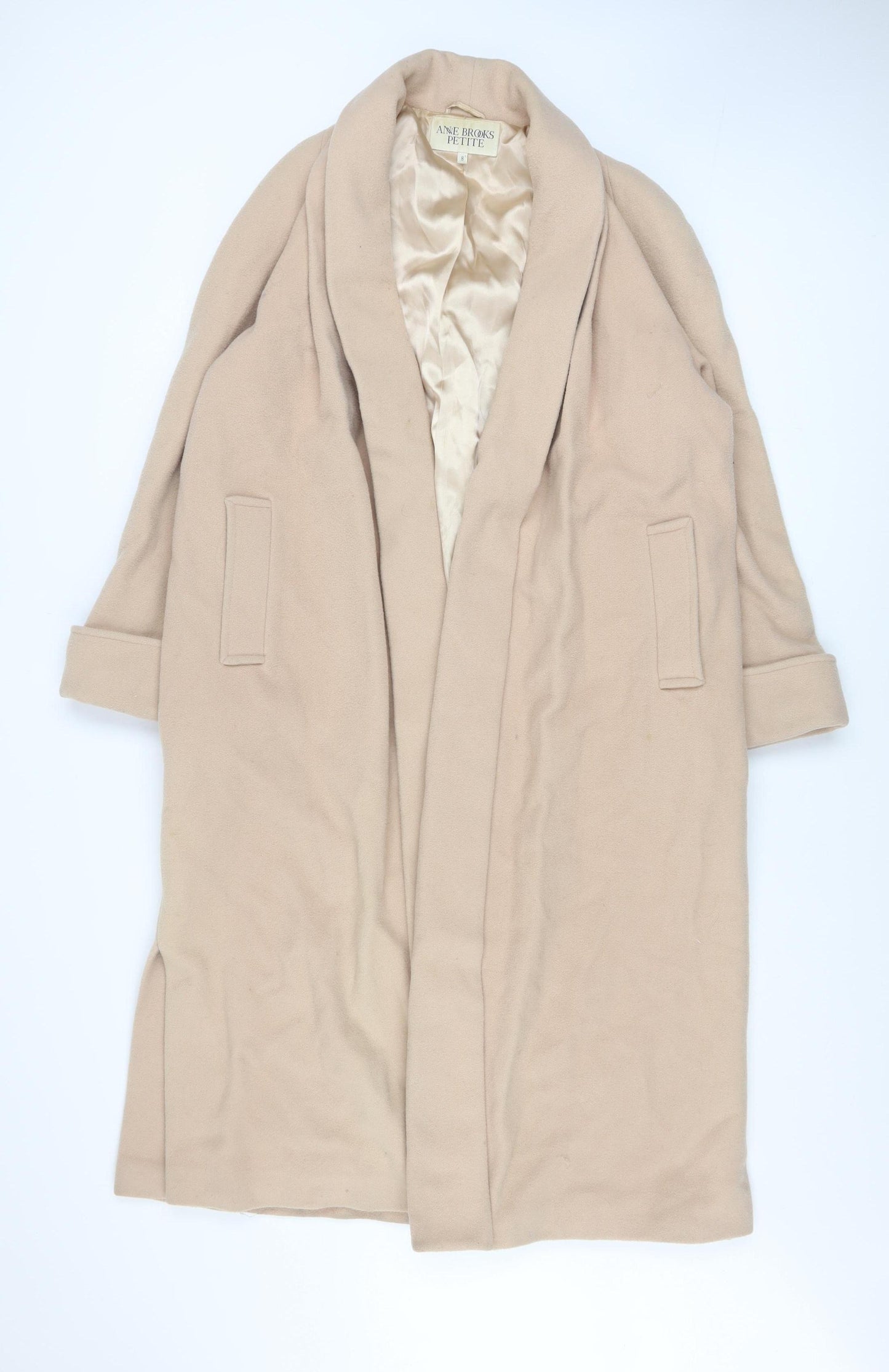 Anne Brooks Petite Beige Wool Cashmere Blend Long Coat Size 8